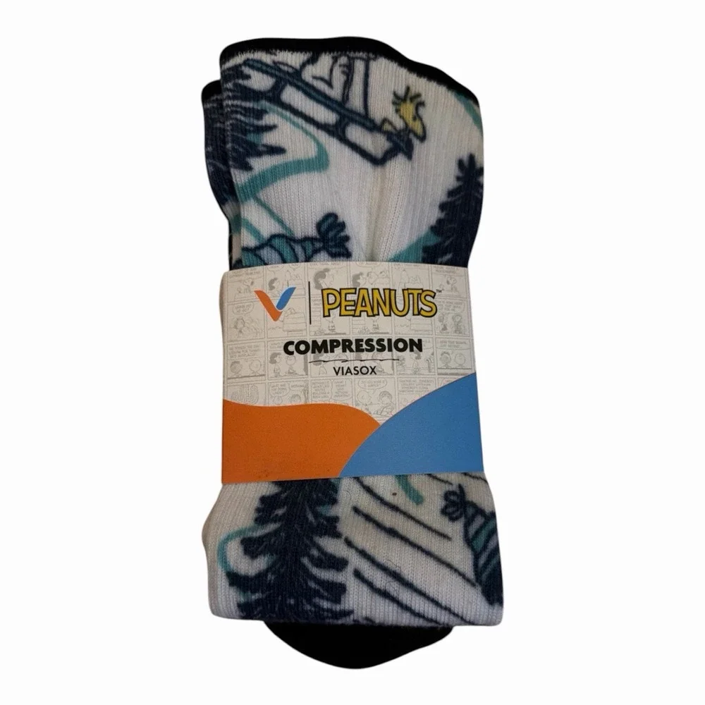 Viasox Peanuts Snoopy Compression Knee High Socks Sz M/L Ski Trip